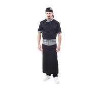 Completo Cuoco Nero - Scozzese - 100% Cotone - Ricamo Gratuito - Doppio Collo - Divisa Chef Uomo - Giacca Manica Corta, Pantalone, Davantino, e Bandana - per Cucina e Ristorante - Made in Italy (M)