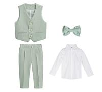Completo da Bambino 4/5/6 Pezzi Eleganti Abiti da Cerimonia Gentleman Smoking da Ragazzo Abito Formale Doppiopetto da Battesimo Bambini e Ragazzi Gentiluomo Vestito per Matrimonio Festa