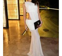 Completo da donna composto da un top corto asimmetrico e una lunga gonna aderente, in 2 pezzi, adatto per l estate L,M,S,XS,XXSPoliestere,Tessuto in maglia