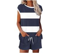 Completo da donna in 2 pezzi, magliette a maniche corte e pantaloni corti pigiama, magliette casual estive top e tasche pantaloni da notte abbigliamento da notte abbigliamento da notte I miei ordini