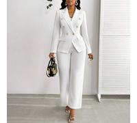 Completo da donna in tuta bianca, adatto per ufficio, occasioni casual e cerimonie, per la stagione autunnale e invernale L,M,S,XL,XS,XXL,XXS,XXXL,XXXXLTessuto in maglia