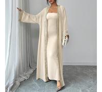 Completo da donna per primavera/autunno, outfit da appuntamento, abaya mediorientale e abito aderente a maglia a 2 pezzi, colore nero L,M,S,XLColore unicoTessuto
