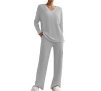 Completo da Jogging Causale in 2 Pezzi da Donna Completo Salotto Maglione Lavorato a Maglia Pantaloni a Gamba Larga Completo Sportivo Tuta da Ginnastica Set Casa alla Moda Maglieria