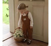 Completo da neonata/bambina con top a maniche lunghe con colletto e pois abbinato a tuta casual in velluto a coste, adatto per clima mite, per attività all'aperto e tempo libero 6-9M,9-12M,12-18M,18-2