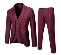 Completo da Ragazzo Giacca da Uomo Abiti da Lavoro Professionali Singolo Abito Sottile Colloquio Formale Abito Nero da Bambino Slim Fit con Bottone Jacket Giacca Elegante 10-18 (Wine, 14-15 Years)