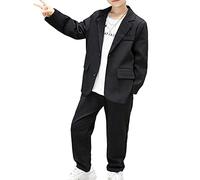Completo da Ragazzo Set di Vestiti 2 Pezzi Blazer e Pantaloni per Bambini Ragazzi Eleganti Completi,Abito da Cerimonia Set di Battesimo de Bambino,Set di Abbigliamento per Il Tempo Libero 15-16 anni