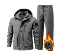 Completo Da Sci Da Uomo In Due Pezzi, Completo Da Sci Con Cappuccio Resistente All'usura Antivento Caldo Da Uomo Set Da 2 Pezzi, Abbigliamento Da Alpinismo Impermeabile Ampio Moda(Gray,5XL)