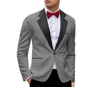 Completo da smoking da uomo a tre pezzi, slim fit, blazer coordinato, gilet e pantaloni, set per matrimoni, balli, eventi aziendali ed formali, creato per abiti eleganti e per feste, Grigio, S