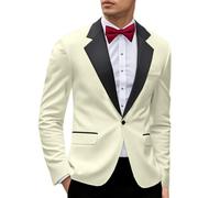 Completo da smoking da uomo a tre pezzi, slim fit, blazer coordinato, gilet e pantaloni, set per matrimoni, balli, eventi aziendali ed formali, creato per abiti eleganti e per feste, Beige, XXL