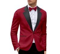 Completo da smoking da uomo a tre pezzi, slim fit, blazer coordinato, gilet e pantaloni, set per matrimoni, balli, eventi aziendali ed formali, creato per abiti eleganti e per feste, Rosso, 3XL