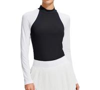 Completo da tennis da donna, set da due pezzi, top a maniche lunghe a contrasto e gonna plissettata, morbido misto nylon/spandex per uno stile di vita attivo