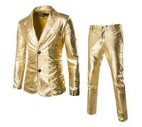 Completo da uomo 2026 a due pezzi con top e pantaloni, per uso quotidiano e occasioni speciali, un outfit facile da abbinare, una morbida finitura stagionale, rilassato per tutta la stagione, Oro, 3XL