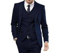 Completo da Uomo 3 Pezzi, Blazer con Un Bottone, Giacca, Gilet e Pantaloni, Completo da Matrimonio