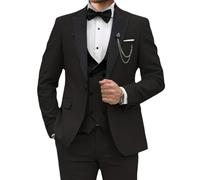 Completo da Uomo 3 Pezzi Slim Fit con Revers a Lancia, Smoking con Un Bottone, Giacca da Smoking, Gilet e Pantaloni, Taglie Forti, Completo Matrimonio e Ballo di fine Anno