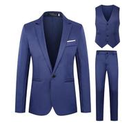 Completo da uomo 3 pezzi Slim Fit monopetto giacca gilet pantaloni blazer set casual business party abiti da matrimonio, E# Blu marino, XX-Large