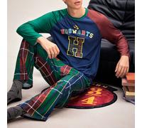 Completo da uomo composto da maglia a maniche lunghe slim fit in maglia con stampa di Hogwarts e blocchi di colore, e pantaloni a quadri, per il relax, adatto per Natale L,M,S,XL,XS,XXL,XXS,XXXL,XXXXL