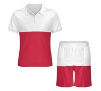 Completo Da Uomo Composto Da Polo E Pantaloncini Abbigliamento Sportivo Casual A Maniche Corte Per Vacanze Picnic O Incontri Informali Stampa Originale Con La Bandiera Della Repubblica Di Polonia