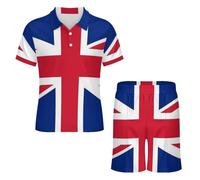 Completo Da Uomo Composto Da Polo E Pantaloncini Abbigliamento Sportivo Casual A Maniche Corte Per Vacanze Incontri Informali Con Stampa Bandiera Del Regno Unito Di Gran Bretagna E Irlanda Del Nord