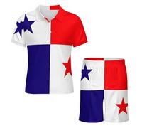 Completo da Uomo Composto da Polo E Pantaloncini con Stampa della Bandiera della Repubblica di Panama Ideale per L'Estate Abbigliamento Sportivo Casual alla Moda