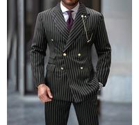 Completo da uomo con blazer a maniche lunghe con risvolto a righe e pantaloni diritti da abito da lavoro, set da tuxedo L,M,S,XL,XXLTessuto intrecciato