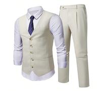 Completo da uomo con gilet e pantaloni di colore unito, completo da sposo, abito da matrimonio da uomo, abito da ballo da uomo, abito formale da uomo per matrimonio civile, abito da ballo, cerimonia L