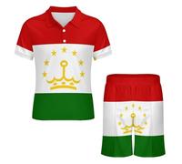 Completo da Uomo con Polo E Pantaloncini Stampati con La Bandiera della Repubblica del Tagikistan Ideale per L'Estate Abbigliamento Sportivo Casual alla Moda