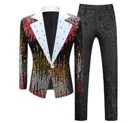 Completo da uomo di lusso con paillettes, blazer e pantaloni, per balli, matrimoni, feste, palcoscenico, discoteca, performance, A, XS
