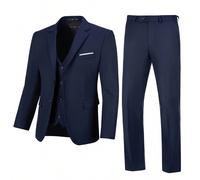 Completo da uomo Furuyal, da gentiluomo, semplice e slim fit, monopetto, 3 pezzi - giacca, panciotto e pantaloni, per matrimoni, feste, viaggi, colore blu navy, taglie dalla XS alla 3XL L,M,S,XL,XS,XX
