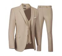 Completo da uomo Furuyal, stile gentleman minimalista slim fit monopetto a 3 pezzi, include giacca, gilet e pantaloni, adatto per matrimoni, feste, gala per esibire uno stile raffinato, colore champag