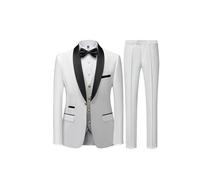 Completo da uomo Groomsmen Regular Fit Smoking, 3 Peice, set giacca, gilet e pantaloni, Bianco 1, 6XL