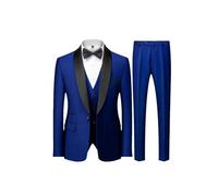Completo da uomo Groomsmen Regular Fit Smoking, 3 Peice, set giacca, gilet e pantaloni, Nero Blu 1, L