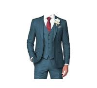 Completo da uomo in 3 pezzi, slim fit, per lavoro, matrimonio, sposo, ballo di fine anno, con un bottone, giacca, gilet, pantaloni, set smoking, Blu reale, XL