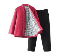 Completo da uomo in puro cotone spesso e caldo, completo da uomo, per Tai Chi, uniforme invernale, a maniche lunghe, tradizionale cinese, pantaloni, giacca Hanfu, abbigliamento Kung Fu, cappotto, arti
