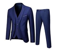 Completo da uomo slim 3 pezzi vestito business festa di nozze giacca gilet e pantaloni coppia pigiama set, Marina Militare, XL