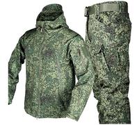 Completo da uomo tattico con giacca e pantaloni, impermeabile, uniforme militare da combattimento, mimetica, per la caccia nei boschi, con cappuccio e cerniera