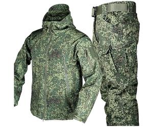 Completo da uomo tattico con giacca e pantaloni, impermeabile, uniforme militare da combattimento, mimetica, per la caccia nei boschi, con cappuccio e cerniera