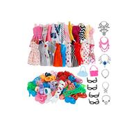 Completo di vestiti e accessori per poupée: abiti da principessa, scarpe, borse e bijoux. Cadeau d'anniversaire ideale per una ragazza. 32 pezzi: vêtements, chaussures et bijoux pour poupées.