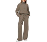 Completo Donna Casual Elegante Con 1/2 Zip Manica Lunga Palestra E Pantaloni Completi Vita Alta Set Sportivo Complete Due Pezzi Leggera Invernale Tuta Senza Cappuccio Felpa Da Passeggio Curvy