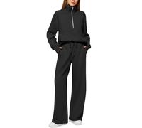 Completo Donna Casual Elegante Con 1/2 Zip Manica Lunga Palestra E Pantaloni Completi Vita Alta Set Sportivo Complete Due Pezzi Leggera Invernale Tuta Senza Cappuccio Felpa Da Passeggio Curvy