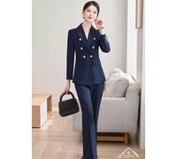 Completo Donna Elegante Blu Navy Giacca Doppiopetto Ufficio Cerimonia CF66747