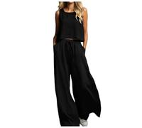 Completo Donna Elegante Cerimonia Estiva Orlo Irregolare Curvy Camicia Pantaloni Larghi Due Pezzi Tuta Completa Larga Tinta Unita Scollo Larghi Elegante Completi Set Abbigliamento Spiaggia Leggera