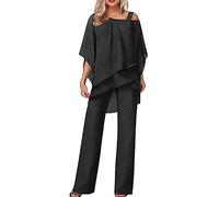 Completo Donna Elegante Cerimonia Estiva Orlo Irregolare Curvy Camicia Pantaloni Larghi Due Pezzi Tuta Completa Taglie Forti Casual Leggero Cerimonia Set Coordinato Estivo Comodi Mode Tuta Tinta Unita
