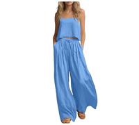 Completo Donna Elegante Cerimonia Estiva Orlo Irregolare Curvy Camicia Pantaloni Larghi Due Pezzi Tuta Completa Larga Tinta Unita Scollo Larghi Elegante Completi Set Abbigliamento Spiaggia Leggera