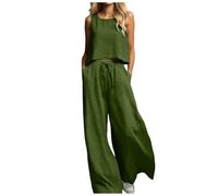 Completo Donna Elegante Cerimonia Estiva Orlo Irregolare Curvy Camicia Pantaloni Larghi Due Pezzi Tuta Completa Larga Tinta Unita Scollo Larghi Elegante Completi Set Abbigliamento Spiaggia Leggera