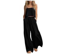 Completo Donna Elegante Cerimonia Estiva Orlo Irregolare Curvy Camicia Pantaloni Larghi Due Pezzi Tuta Completa Larga Tinta Unita Scollo Larghi Elegante Completi Set Abbigliamento Spiaggia Leggera