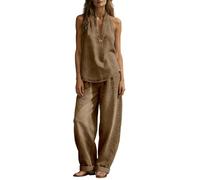 Completo Donna Elegante- Completo Donna Casual Completo Due Pezzi alla Moda in Denim con Giacca dal Colletto alla Coreana E Pantaloni A Gamba Larga Basic
