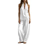 Completo Donna Elegante- Completo Donna Casual Completo Due Pezzi alla Moda in Denim con Giacca dal Colletto alla Coreana E Pantaloni A Gamba Larga Basic
