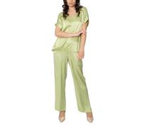 Completo Donna Elegante Tailleur in Raso 100% Viscosa 2 Pezzi Set Completi di Pantalone e Maglia da Cerimonia a Taglia Unica.