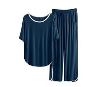 Completo Donna Estivo 2 Pezzi Tinta Unita Set di Pantaloni a Gamba Larga e Manica Corta Con Scollo a V Top Tuta Completo Donna Tuta da Ginnastica Elegante Curvy Elegante Abbigliamento Donna Saldi