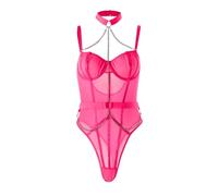 Completo Donna Pizzo Rosso Completino Hot Rosso Sexy Lingerie Women S Feeling Open Back Hanging Neck Strap Body per Le Donne Completo Donna Secret Sesso Accessori per Donne Hot Pink M